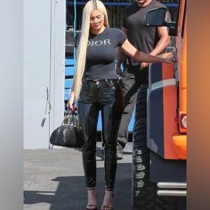 Love labels patent leather Black Skinny Pants